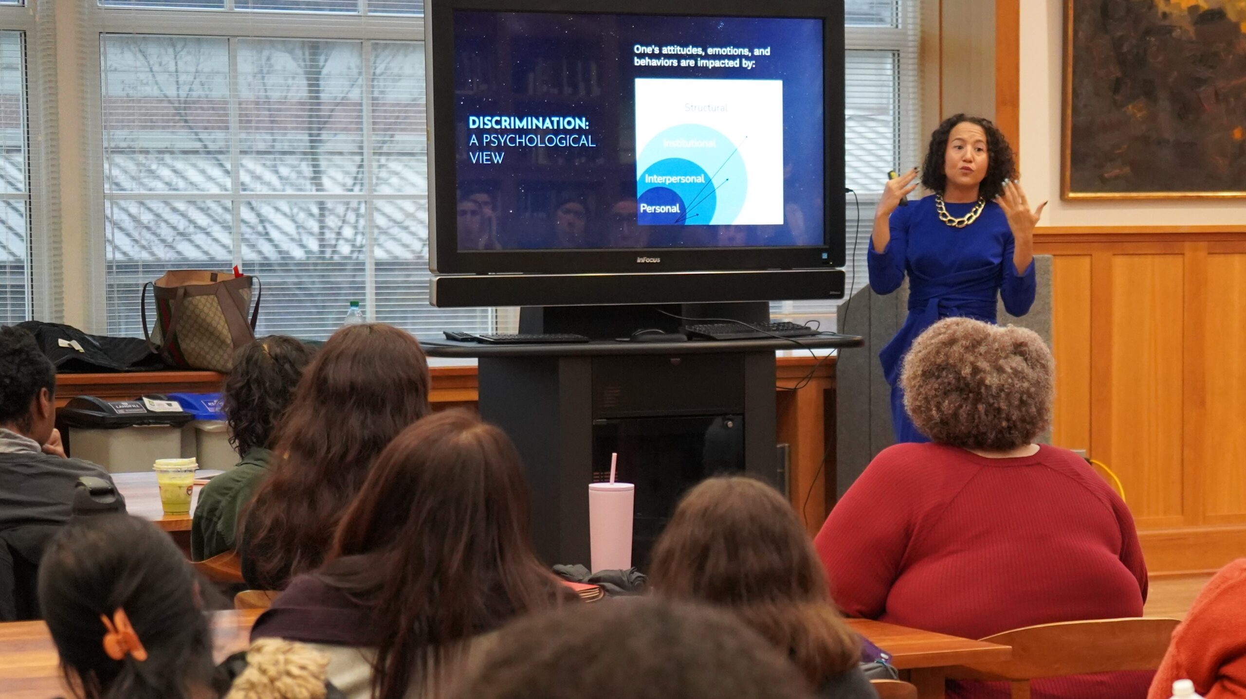 Woman speaking to an audience